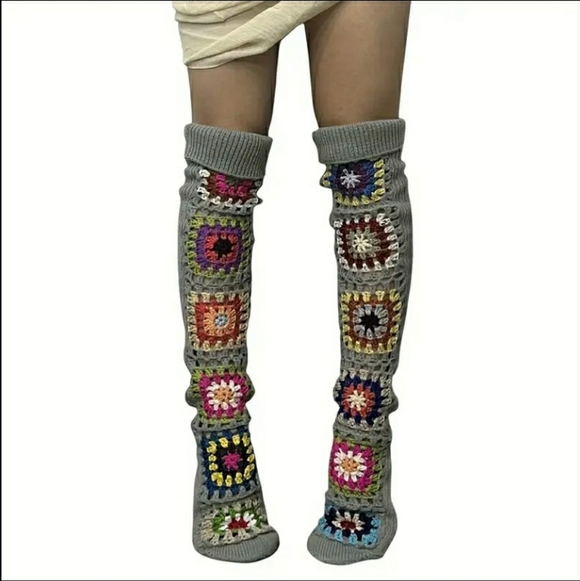 Accessories - NEW! Colorful Gray Crochet Leg Warmers